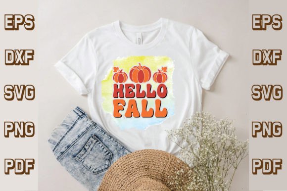 Hello Fall SVG, Retro Graphics for T-Shirt Designs